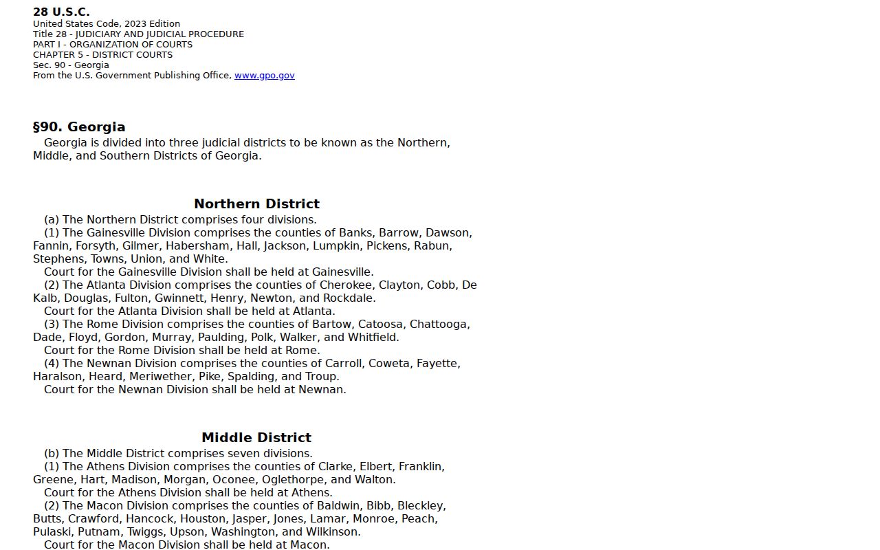 Federal Augusta Division statute