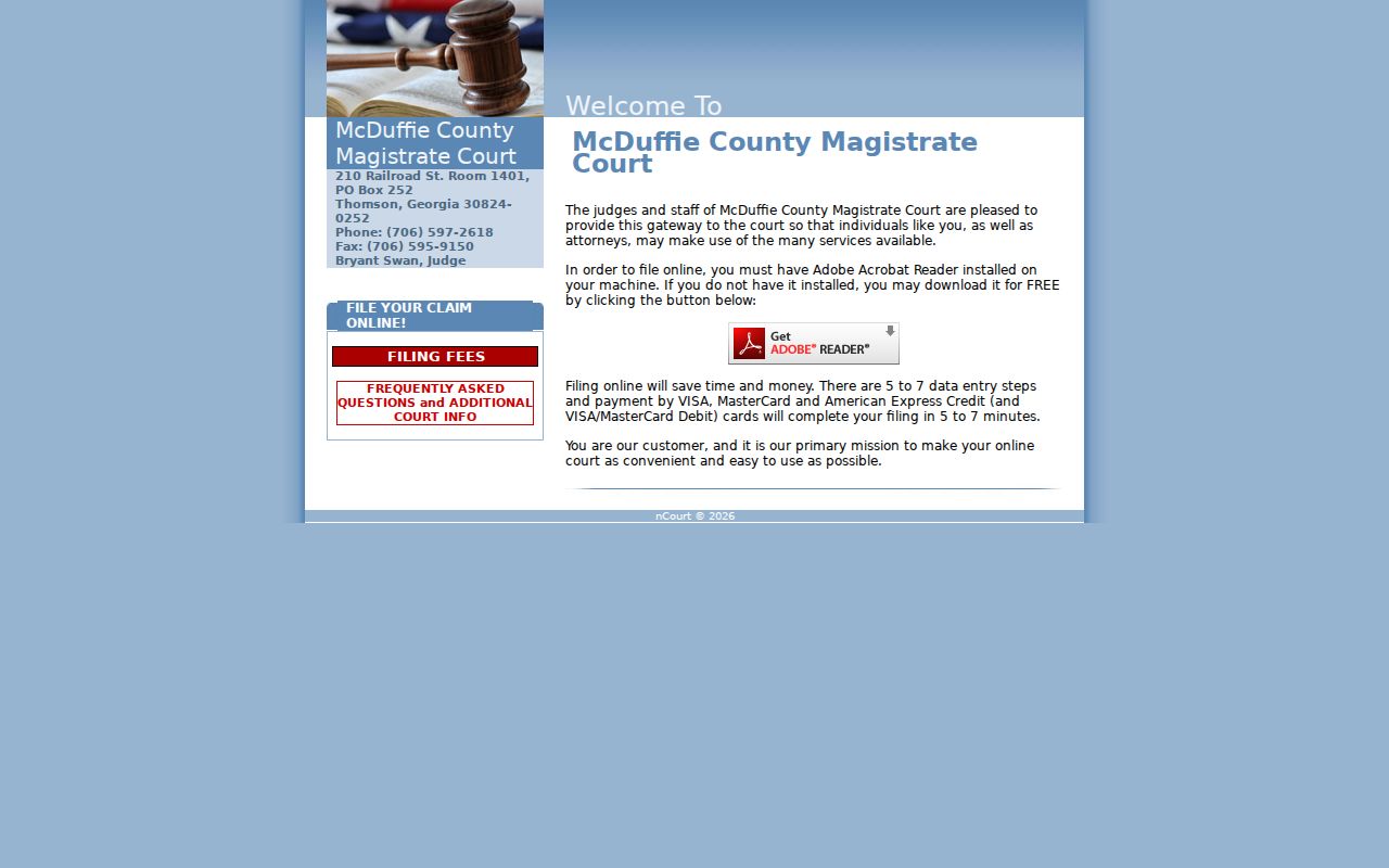 McDuffie Magistrate nCourt filing route