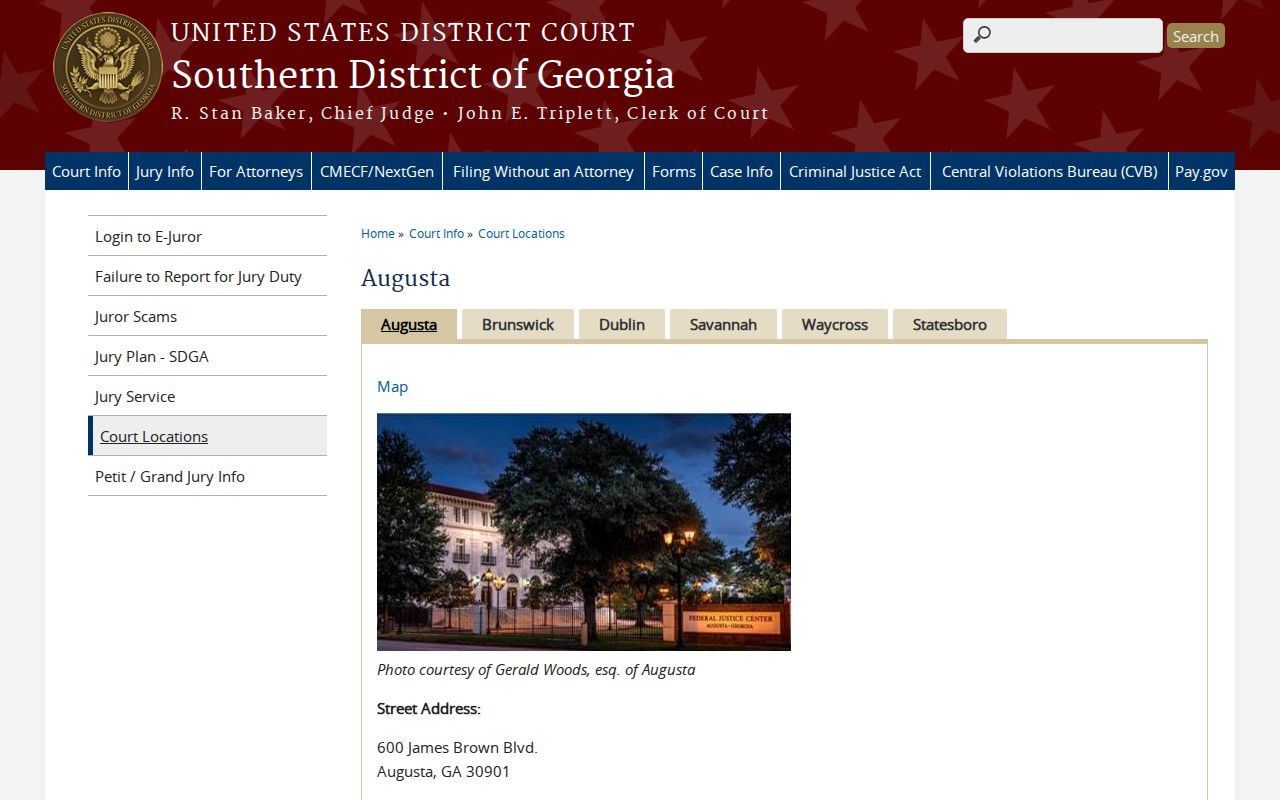 Federal Augusta Division courthouse serving McDuffie County