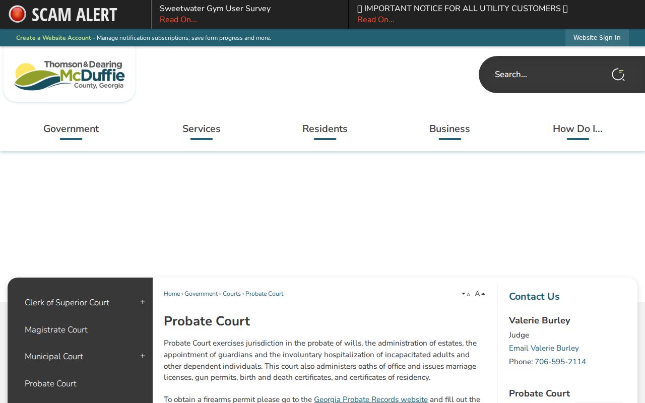McDuffie County Probate Court docket office
