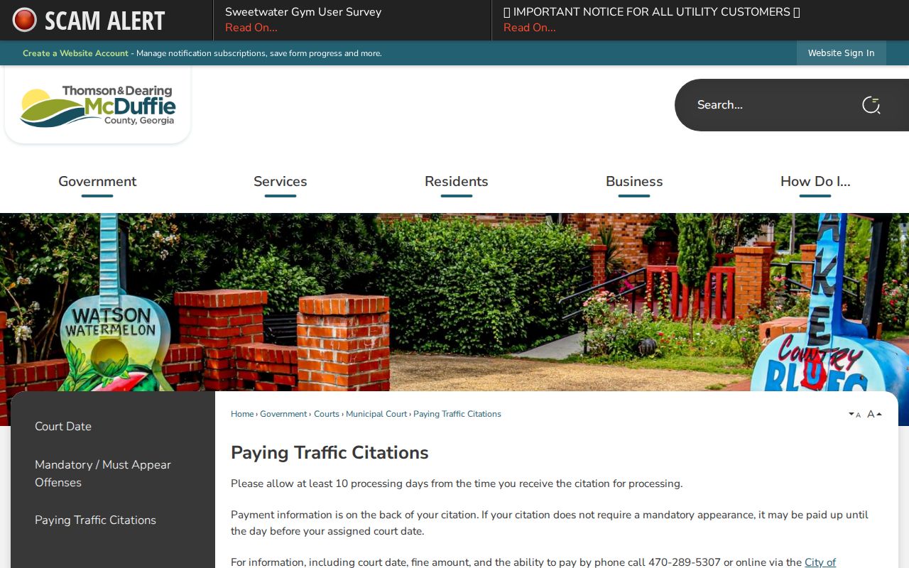 McDuffie County traffic citation payment instructions
