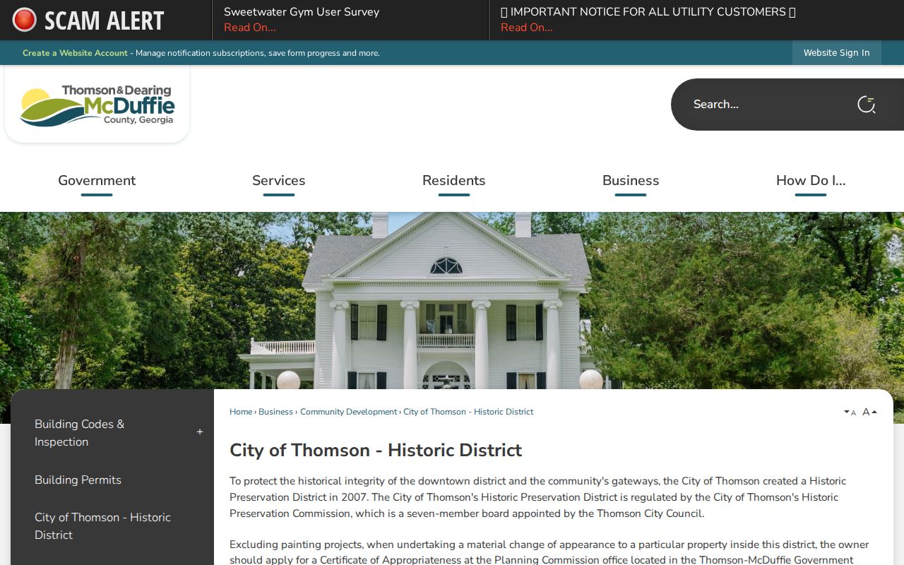 Thomson historic district civic context