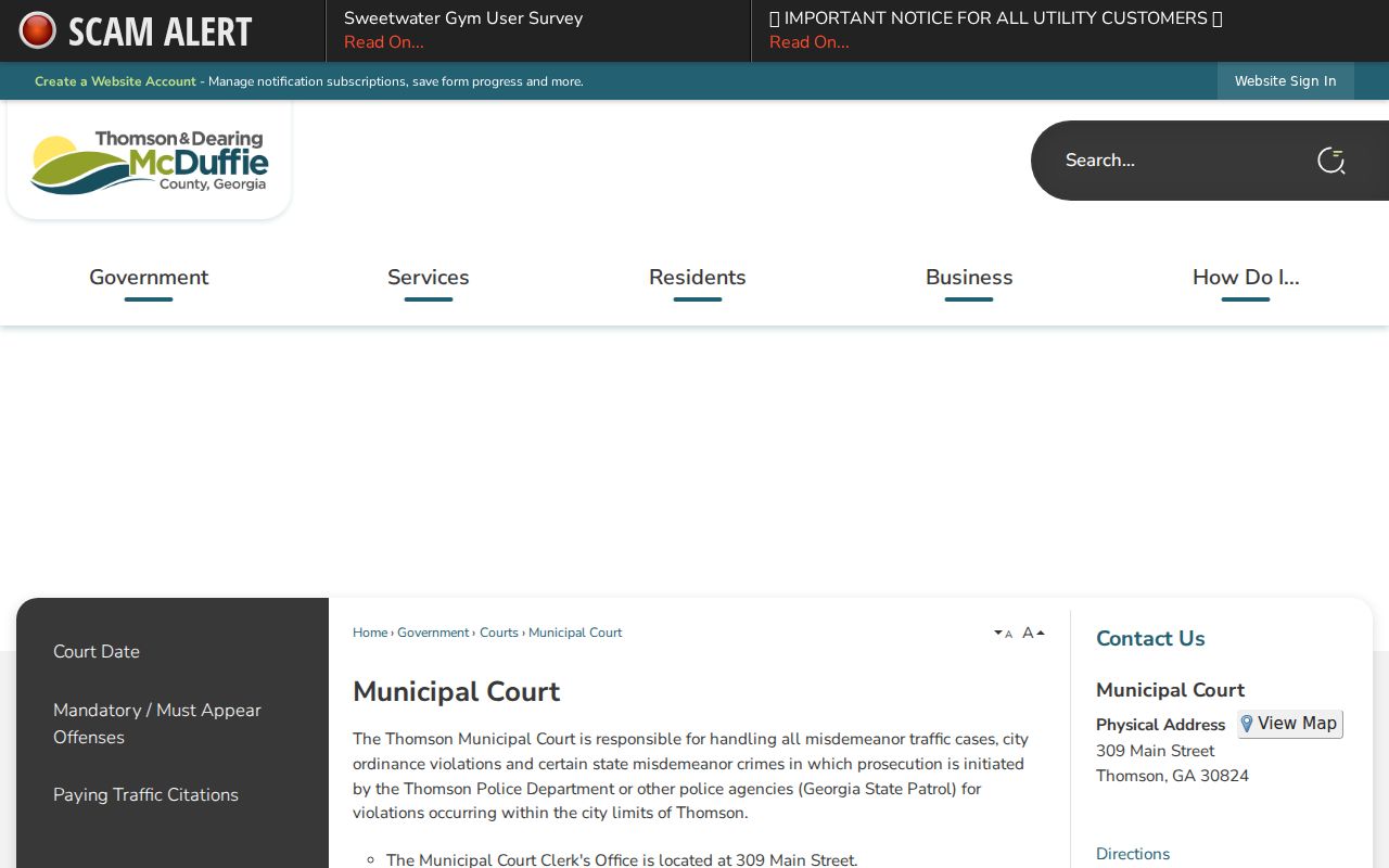 Thomson Municipal Court official information